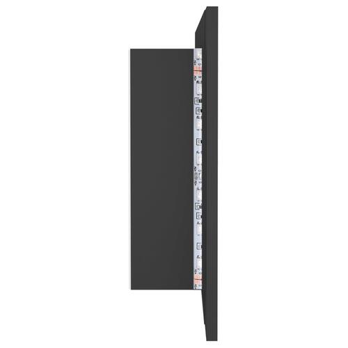 Badeværelsesskab m. spejl og LED-lys 100x12x45 cm akryl grå