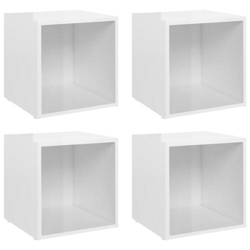 Tv-borde 4 stk. 37x35x37 cm konstrueret træ hvid højglans