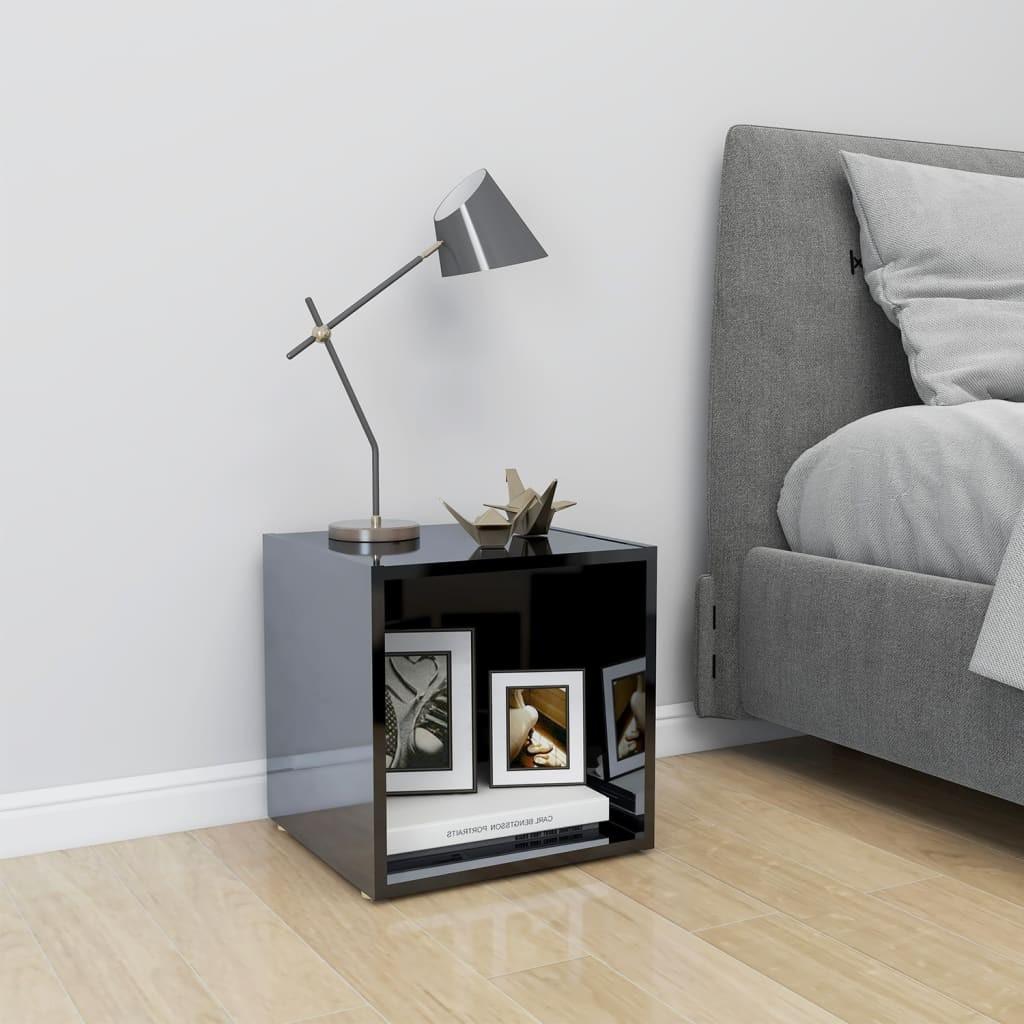 Tv-bord 37x35x37 cm konstrueret træ sort højglans
