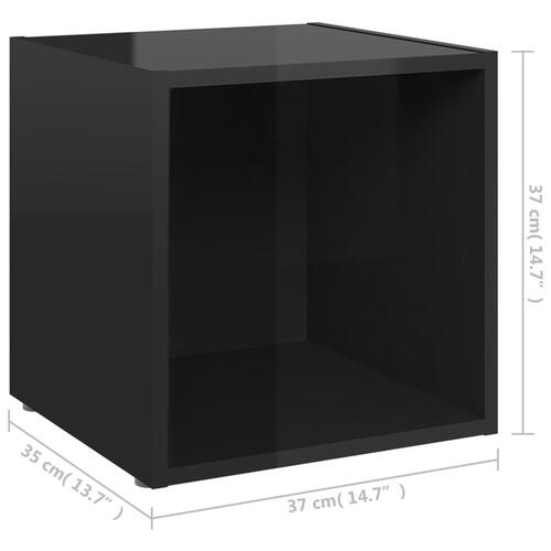 Tv-bord 37x35x37 cm konstrueret træ sort højglans