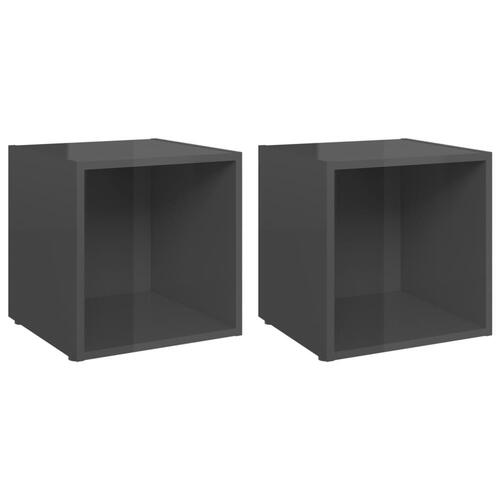Tv-borde 2 stk. 37x35x37 cm konstrueret træ grå højglans