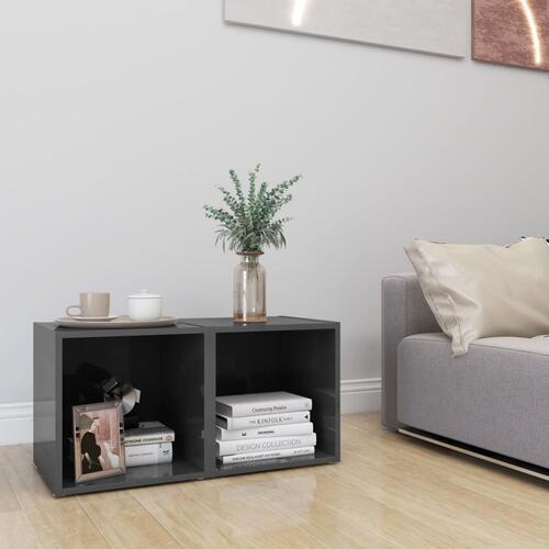 Tv-borde 2 stk. 37x35x37 cm konstrueret træ grå højglans