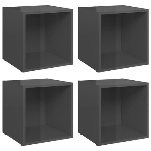Tv-borde 4 stk. 37x35x37 cm konstrueret træ grå højglans