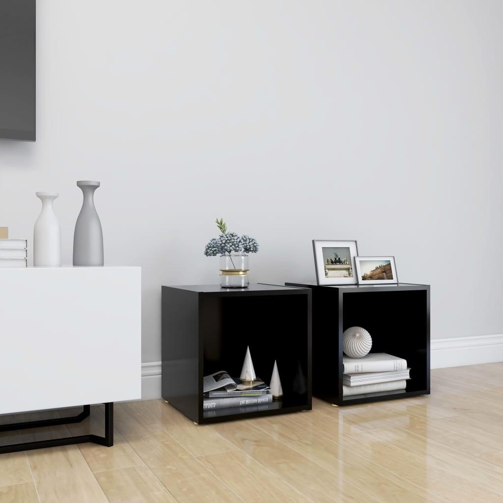 Tv-borde 2 stk. 37x35x37 cm konstrueret træ sort