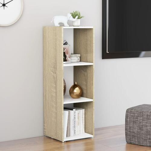 Tv-skab 107x35x37 cm konstrueret træ hvid og sonoma-eg