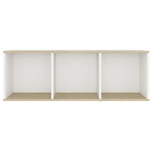Tv-skab 107x35x37 cm konstrueret træ hvid og sonoma-eg