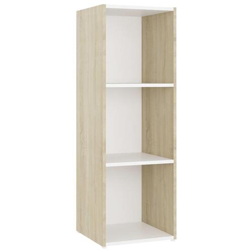 Tv-skab 107x35x37 cm konstrueret træ hvid og sonoma-eg