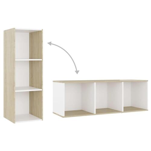 Tv-skab 107x35x37 cm konstrueret træ hvid og sonoma-eg