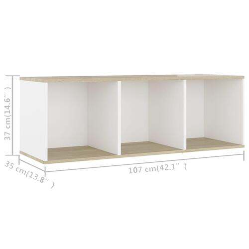 Tv-skab 107x35x37 cm konstrueret træ hvid og sonoma-eg