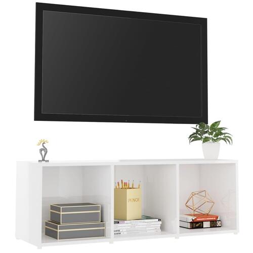 Tv-skab 107x35x37 cm konstrueret træ hvid højglans