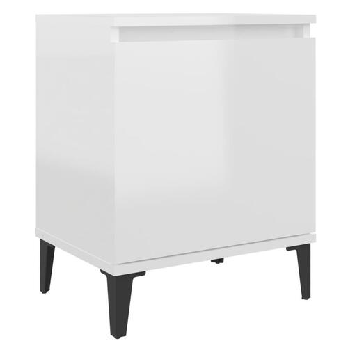Sengeborde med metalben 40x30x50 cm hvid højglans