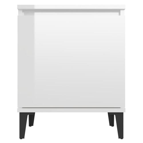 Sengeborde med metalben 40x30x50 cm hvid højglans