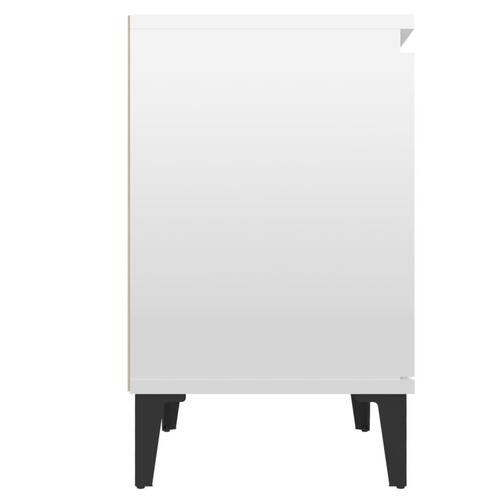 Sengeborde med metalben 40x30x50 cm hvid højglans