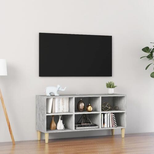 Tv-skab med massive træben 103,5x30x50 cm betongrå