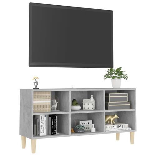 Tv-skab med massive træben 103,5x30x50 cm betongrå