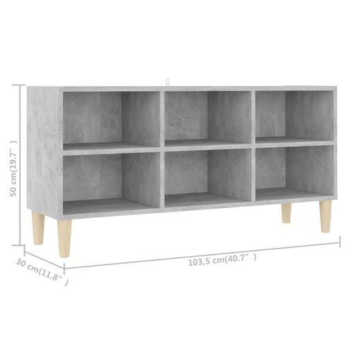 Tv-skab med massive træben 103,5x30x50 cm betongrå