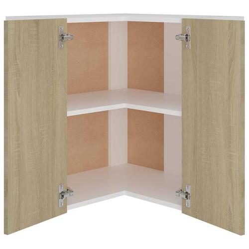 Væghængt hjørneskab Lyon 57x57x60 cm konstrueret træ sonoma-eg