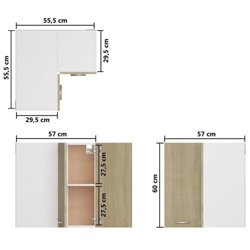 Væghængt hjørneskab Lyon 57x57x60 cm konstrueret træ sonoma-eg