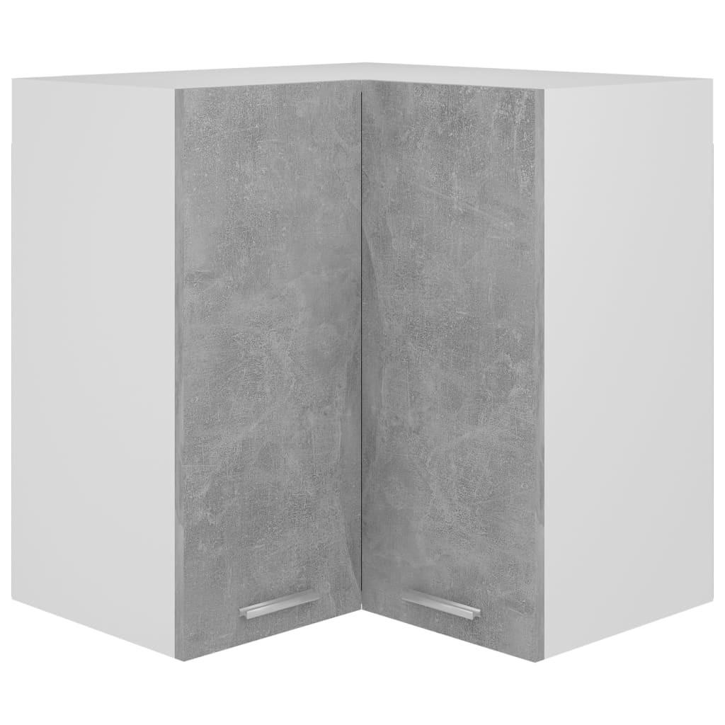 Væghængt hjørneskab 57x57x60 cm konstrueret træ betongrå