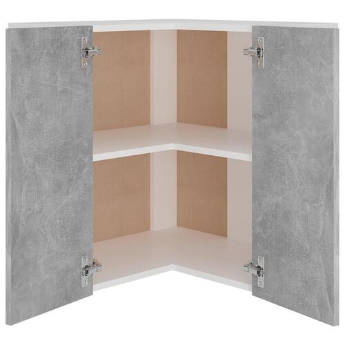 Væghængt hjørneskab 57x57x60 cm konstrueret træ betongrå
