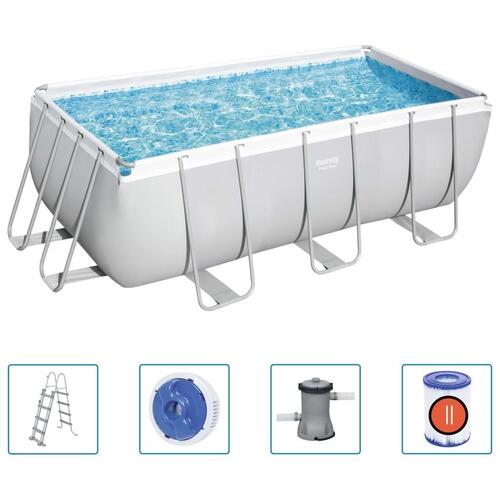 Power Steel swimmingpoolsæt rektangulær 412x201x122 cm