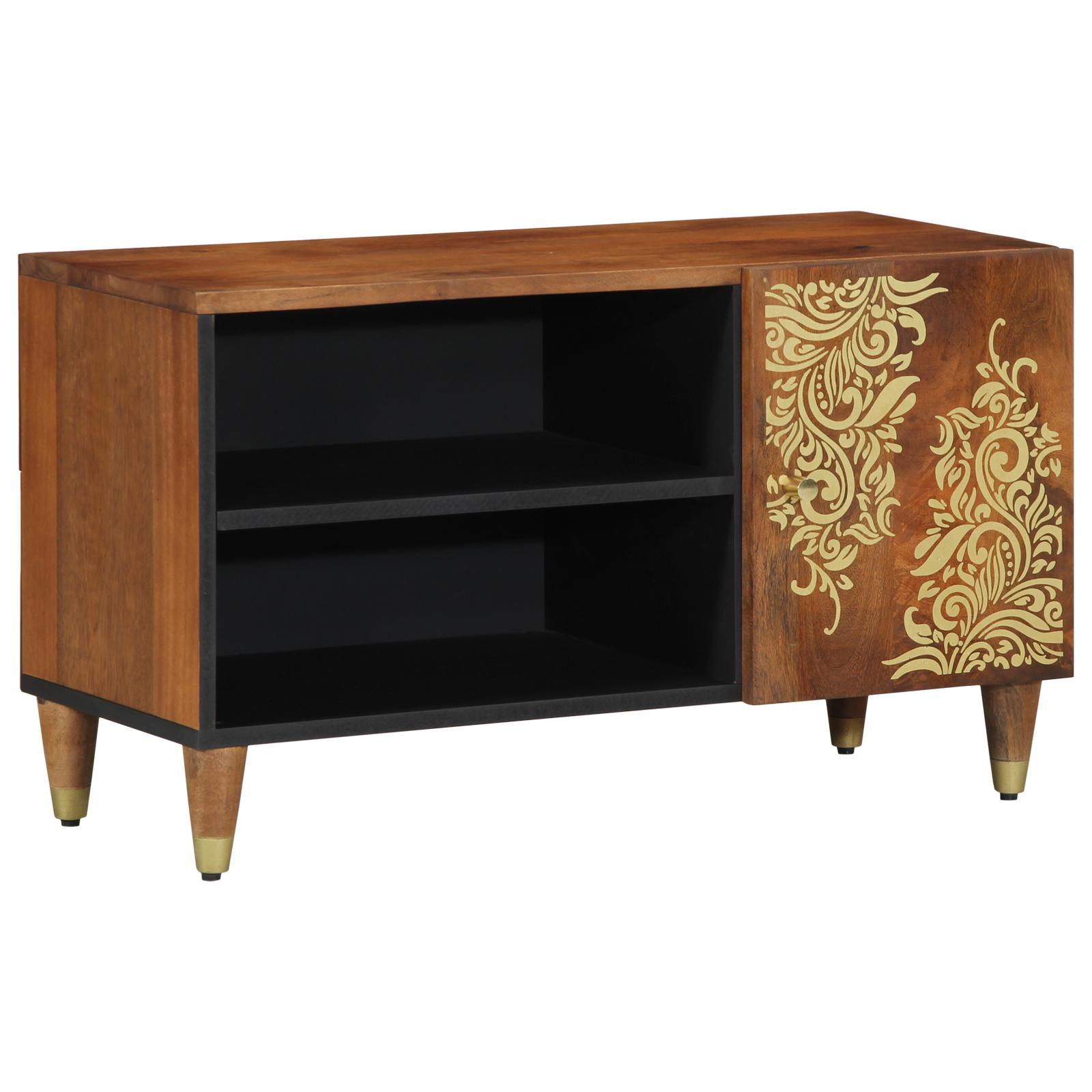 TV-skab med hylde Brun 80 x 31,5 x 46 cm Massivt mangotræ billede