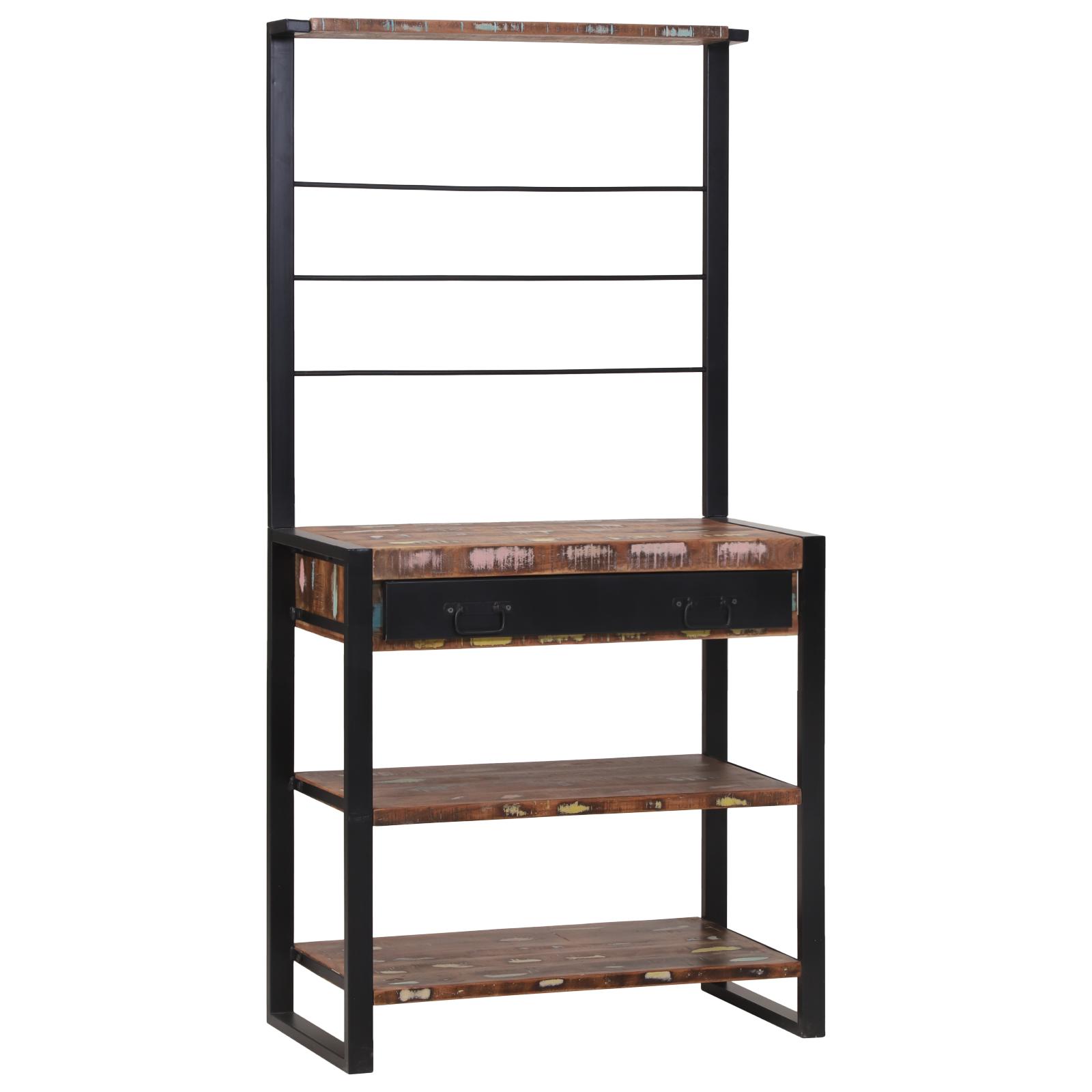 Køkkenreol Flerfarvet 80x40x160 cm Solid træ genbrug