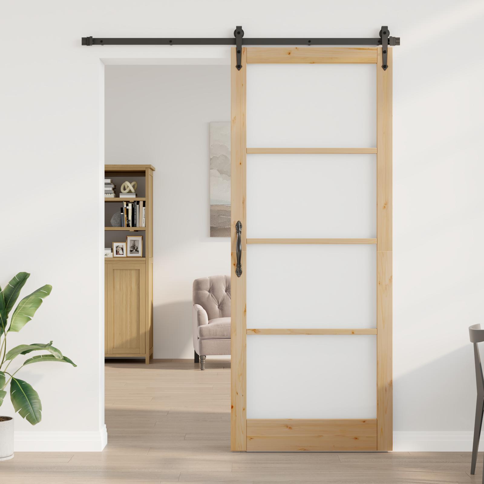 Indvendig dør ORKDAL - brun fyrretræ med klart glas 93 × 232 cm billede