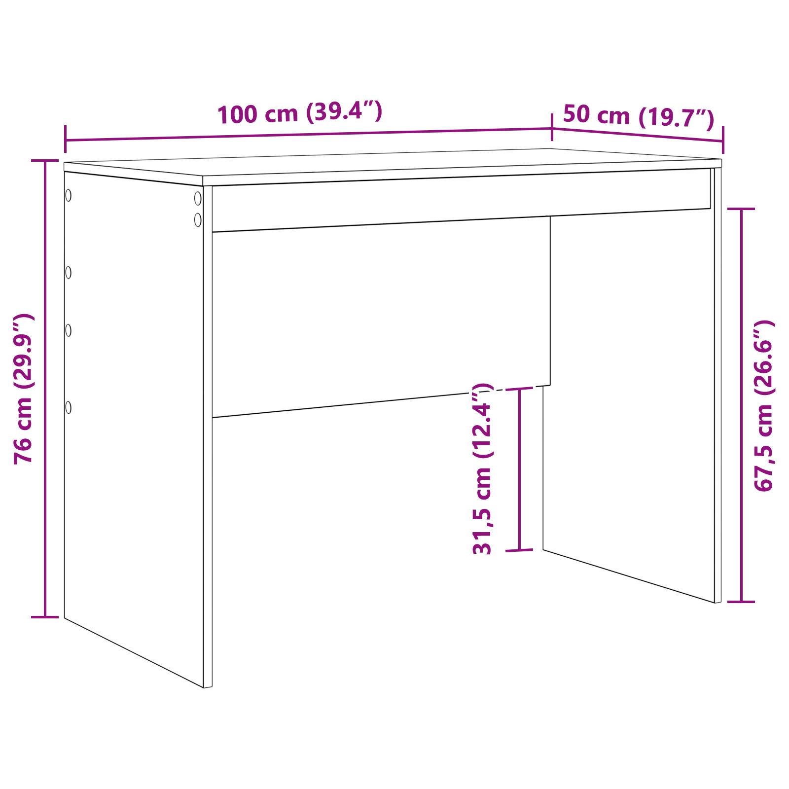 Rustikt skrivebord Gammelt træ Massivt træ 100 x 50 x 76 cm