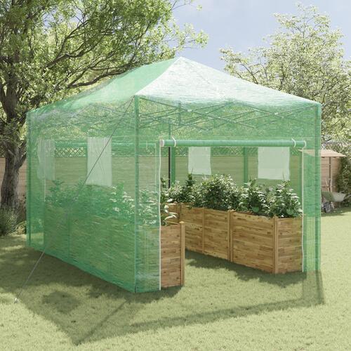 Walk-in drivhus med pop-up ramme Grøn 430x290x315 cm Stål