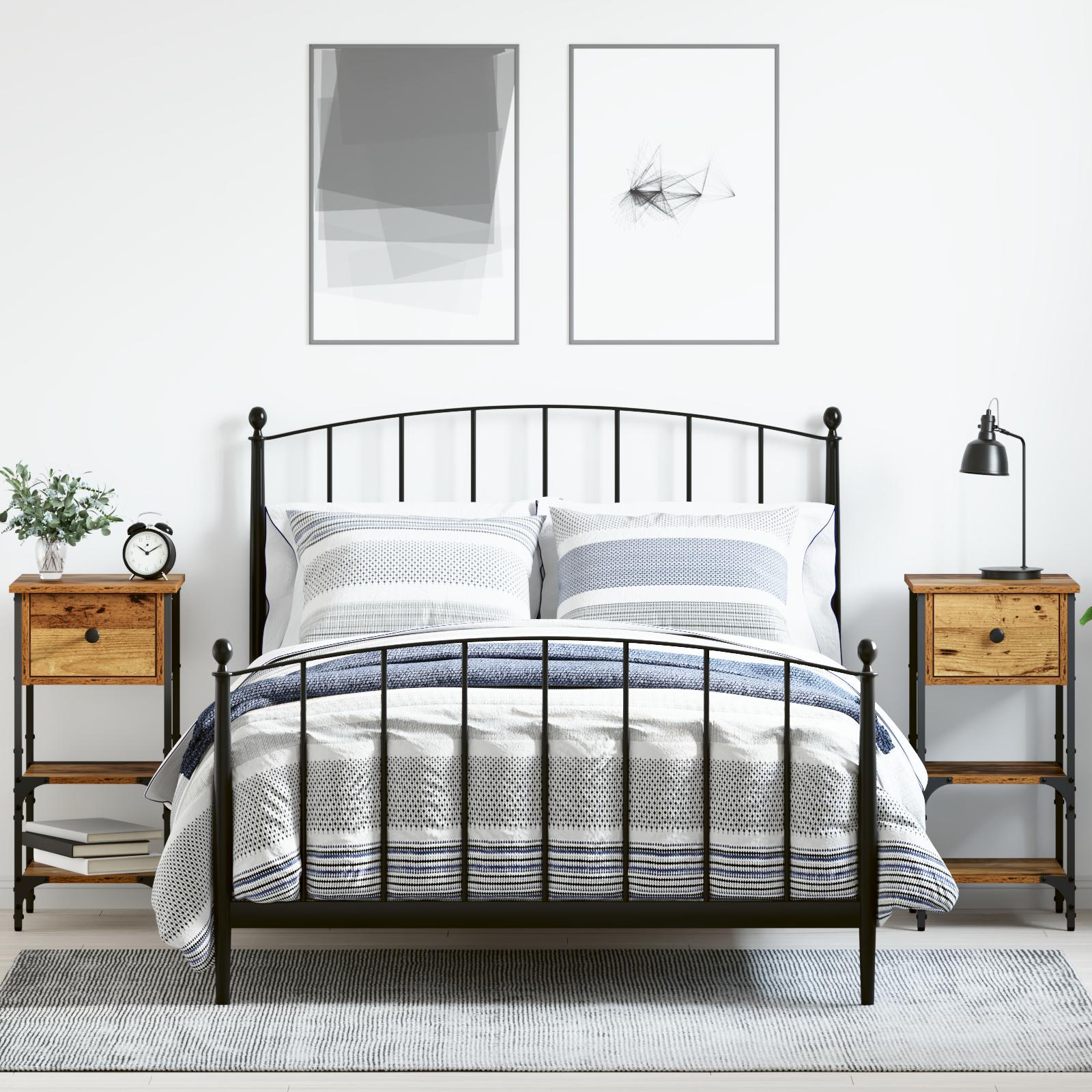 Sengeborde 2 stk Gammel Træ 34x36x70 cm Ingeniørtræ