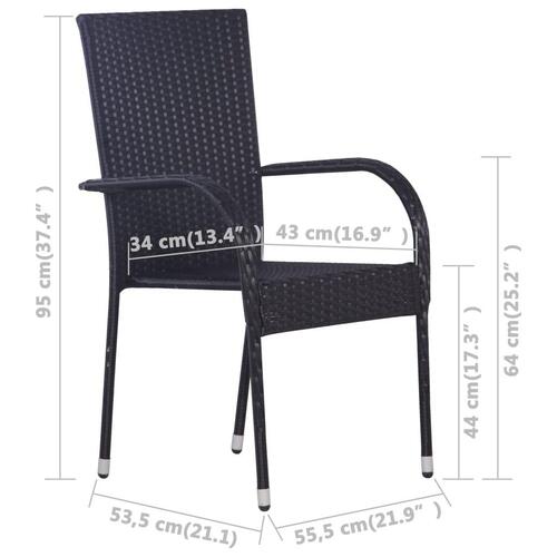 Havestole 4 stk. stabelbare polyrattan sort