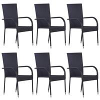 Havestole 6 stk. stabelbare polyrattan sort