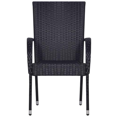 Havestole 6 stk. stabelbare polyrattan sort