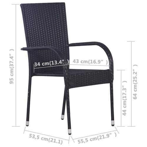 Havestole 6 stk. stabelbare polyrattan sort