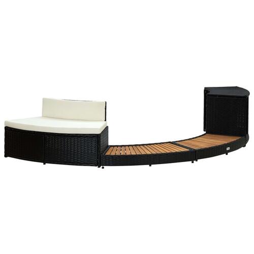 Omkrans til spa polyrattan og akacietræ sort
