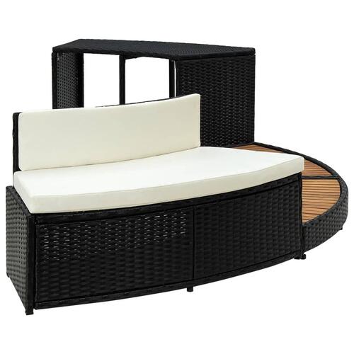 Omkrans til spa polyrattan og akacietræ sort