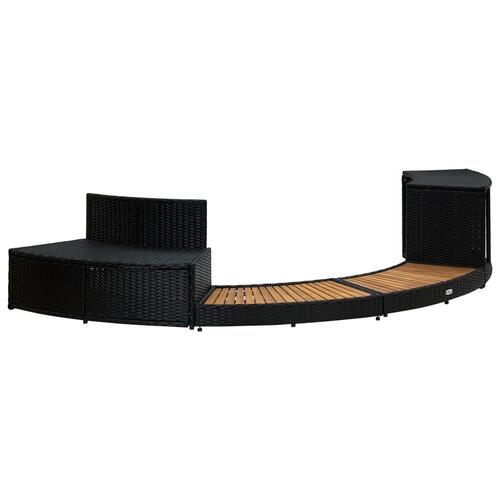 Omkrans til spa polyrattan og akacietræ sort