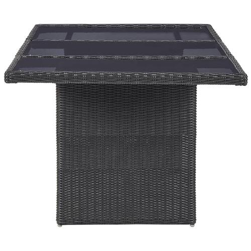 Havebord 200x100x74 cm glas og polyrattan sort