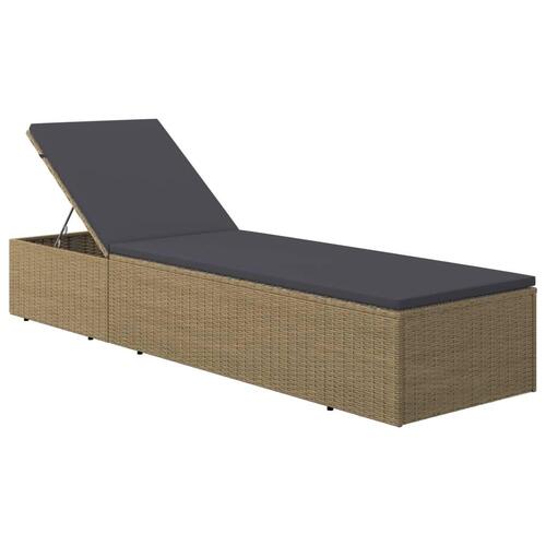 Liggestol polyrattan brun og mørkegrå
