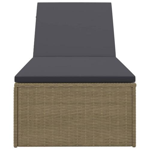 Liggestol polyrattan brun og mørkegrå