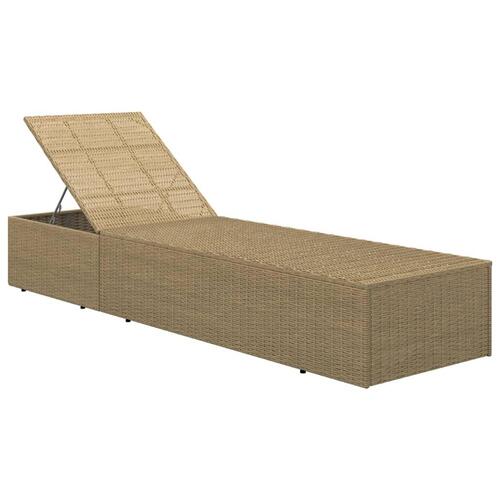 Liggestol polyrattan brun og mørkegrå