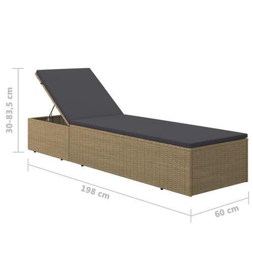 Liggestol polyrattan brun og mørkegrå
