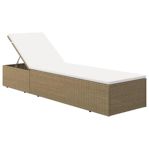 Liggestol polyrattan brun og cremehvid