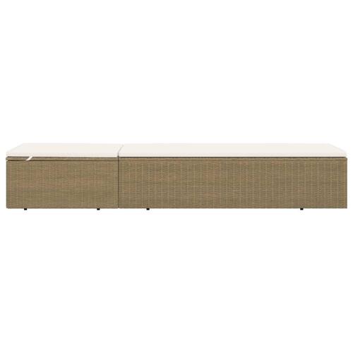 Liggestol polyrattan brun og cremehvid