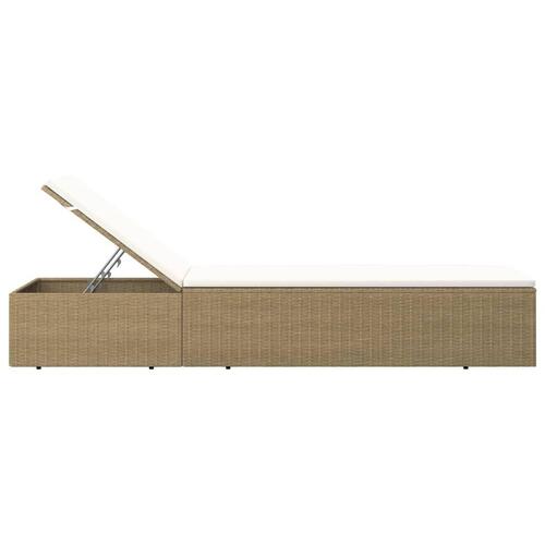 Liggestol polyrattan brun og cremehvid
