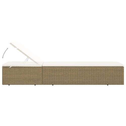 Liggestol polyrattan brun og cremehvid