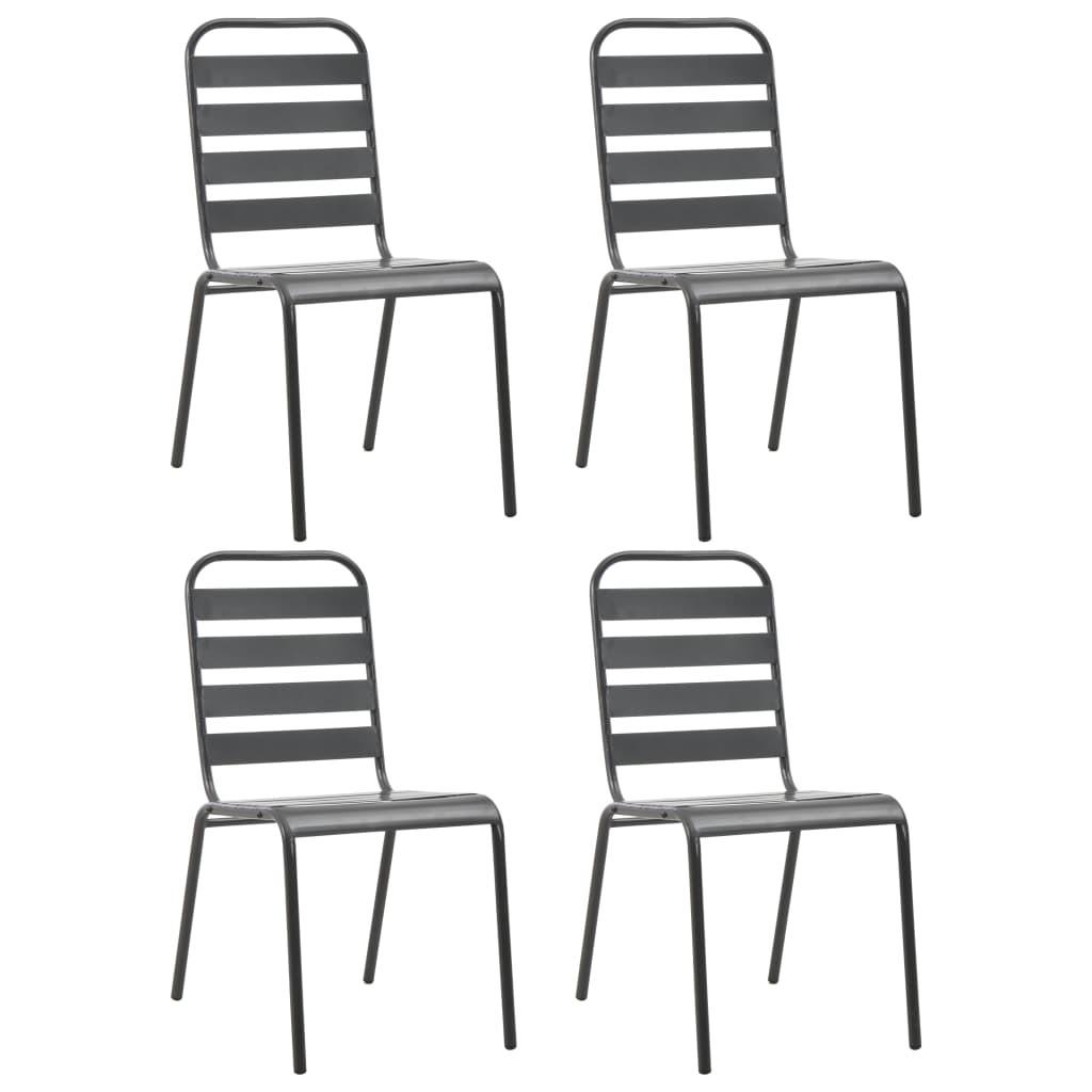 Udendørsstole 4 stk. lameldesign stål mørkegrå