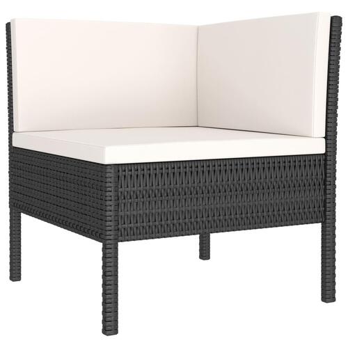 Loungesæt til haven 3 dele med hynder polyrattan sort