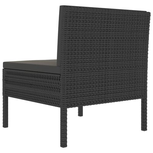 Havestole 3 stk. med hynder polyrattan sort